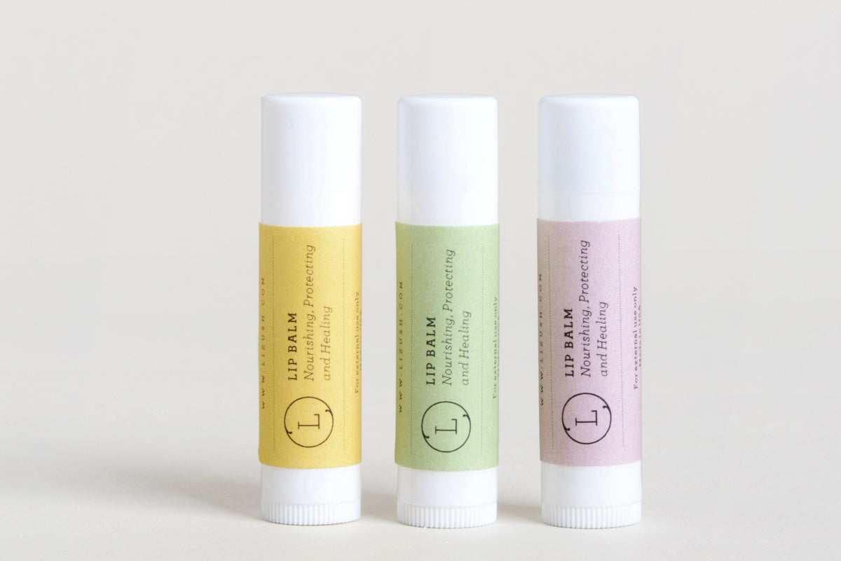 Lip Balm, Set of 3 Natural Unscented Lip Balms